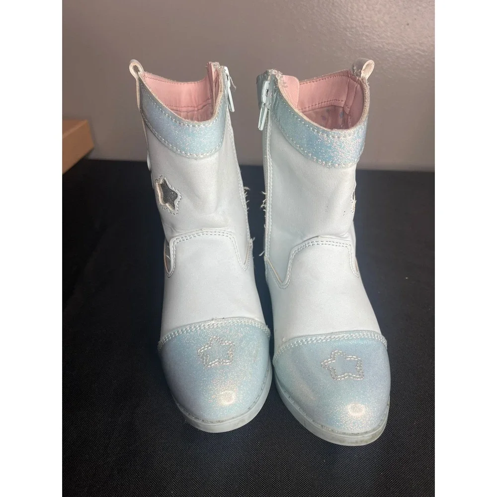 Ground Up Bluey Bingo Light Blue Glitter Star Western Cowboy Boots Girls Size 10